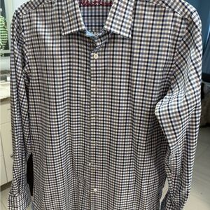 🔷 Robert Graham Long Sleeve Gingham Shirt – Blue Check Pattern Size S